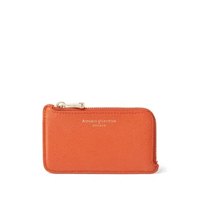 Aspinal Of London Zipped Coin & Card Holder In Orange
