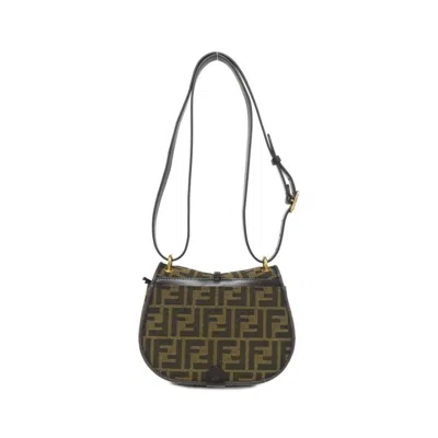 Pre-owned Fendi Gold Canvas Leather Shoulder Bag ()