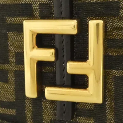 Pre-owned Fendi Gold Canvas Leather Shoulder Bag ()