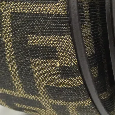 Pre-owned Fendi Gold Canvas Leather Shoulder Bag ()