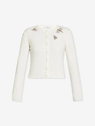 Erdem Embellished Knit Cardigan In White