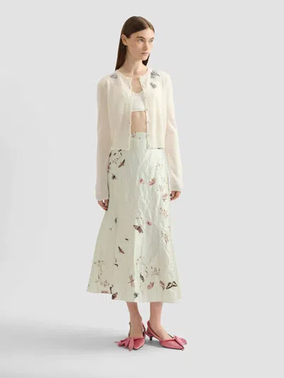 Erdem Embellished Knit Cardigan In White