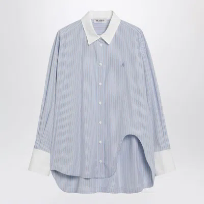 Attico Long Sleeve Striped Shirt Collared Neck In Blue