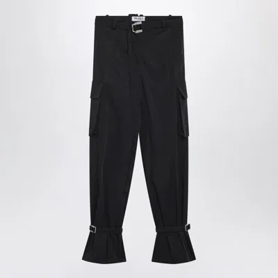 Attico Nylon Trousers Adjustable Cuffs Cargo Pockets In Black