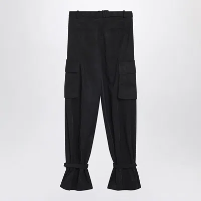 Attico Nylon Trousers Adjustable Cuffs Cargo Pockets In Black