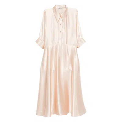 Alberta Ferretti Satin Midi Dress In Pink