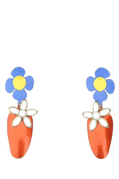 Saint Laurent Women Multicolor Metal And Resin Fleur Et Fraise Earrings In 9160