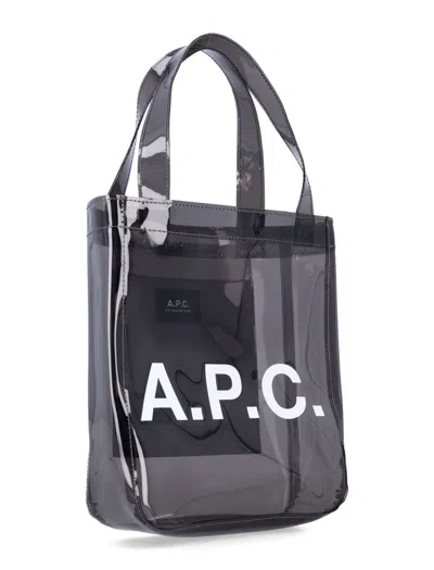 Apc A.p.c. Small Lou Glossy Pvc Tote Bag In Gray