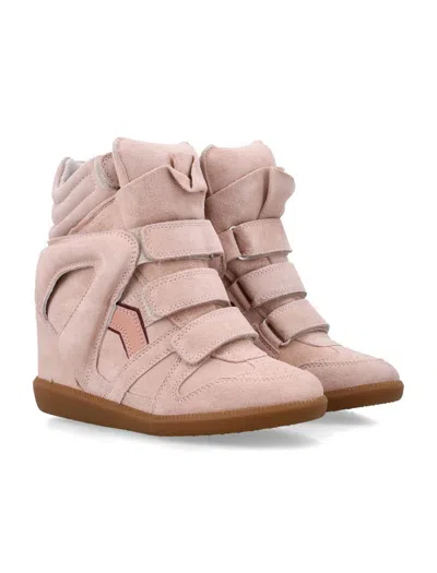 Isabel Marant Bekett High Top Suede Sneakers Rubber Sole In Pink