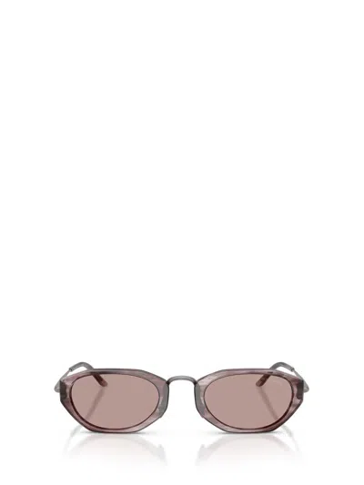 Giorgio Armani Lunettes De Soleil Hexagonales In Brown