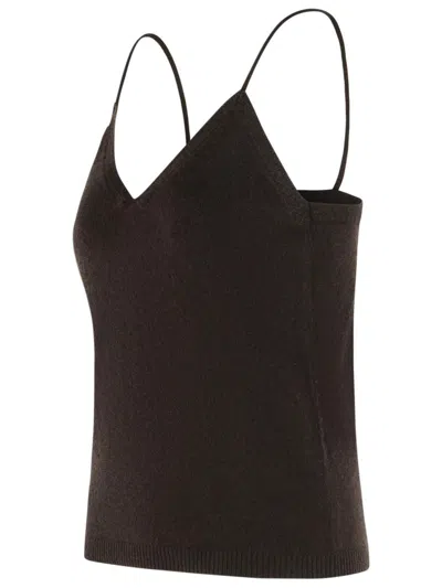 Lisa Yang Braided-straps Cashmere Tank Top In Brown