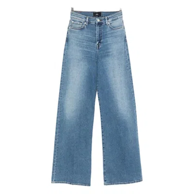7 For All Mankind Buttoned Wide-leg Jeans In Blue