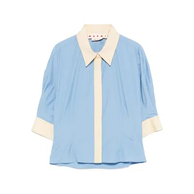 Marni Collared Panelled Top In Blue