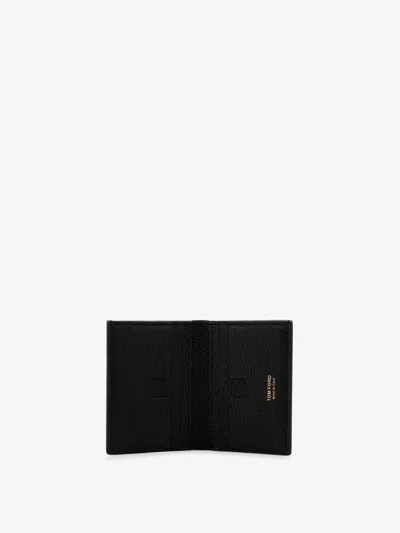 Tom Ford Foldable Leather Cardholder In Black