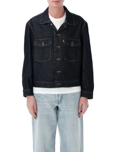 Levi's Blue Denim Trucker Jacket In Black