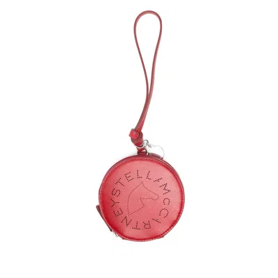 Stella Mccartney Perforated Round Keyring In Red