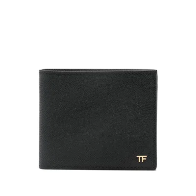 Tom Ford Metal-logo Leather Card Holder In Multi