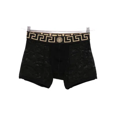 Versace Underpants Low Rise Trunk Stretch Bio Cotton Jers In Black