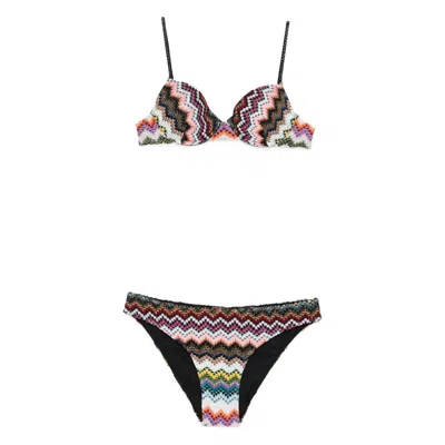 Missoni Mare Metallic Striped Crochet-knit Bikini In Multi