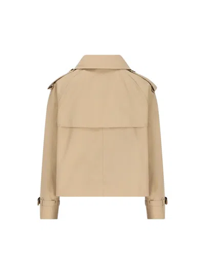 Burberry Cropped Heritage Trench Coat In Beige Gabardine Women In Brown