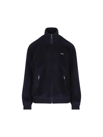Prada Fleece Bomber Jacket In Blue