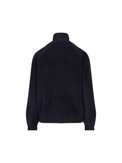 Prada Fleece Bomber Jacket In Blue