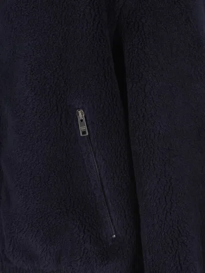 Prada Fleece Bomber Jacket In Blue