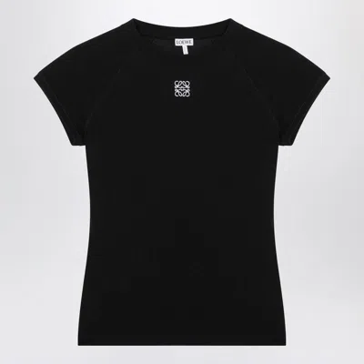 Loewe Anagram Embroidered Cotton-blend Jersey T-shirt In Black