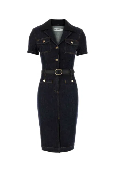 Self-portrait Indigo Denim Midi Dresses Blue In Blue