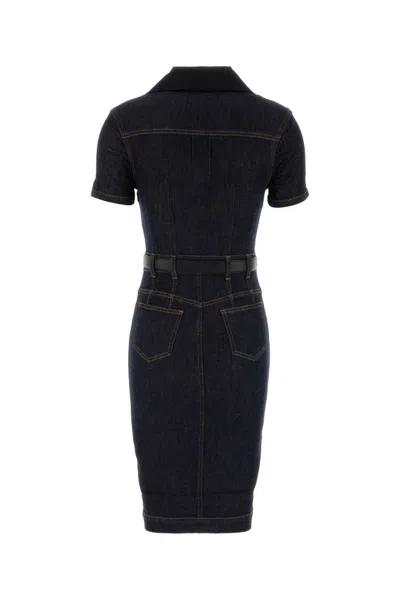 Self-portrait Indigo Denim Midi Dresses Blue In Blue