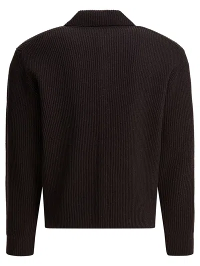 Auralee Ribbed Point-collar Cardigan In Brown