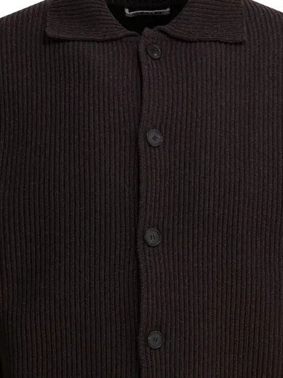 Auralee Ribbed Point-collar Cardigan In Brown