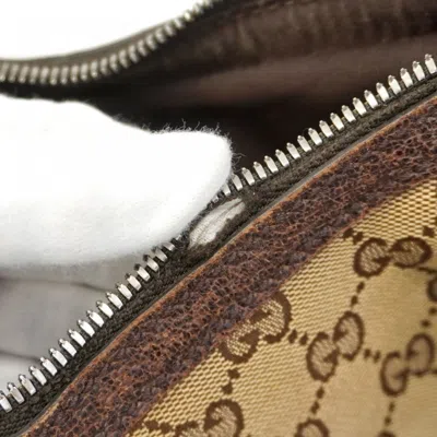 Pre-owned Gucci Beige Brown Canvas Shoulder Bag () In Multi