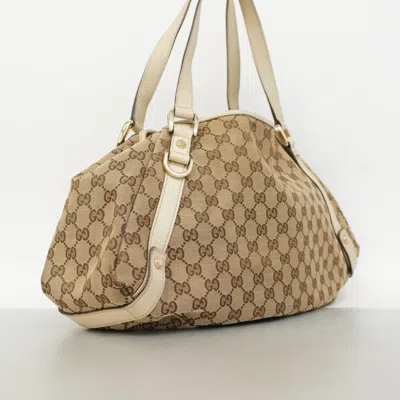 Pre-owned Gucci Beige Brown Canvas Tote Bag () In Multi