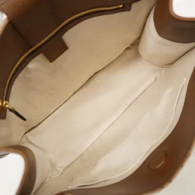 Pre-owned Gucci Beige Brown Canvas Tote Bag () In Multi
