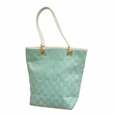 Pre-owned Gucci Blue White Canvas Tote Bag () In Multi