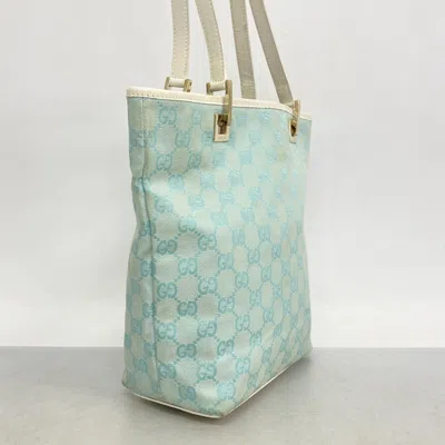 Pre-owned Gucci Blue White Canvas Tote Bag () In Multi