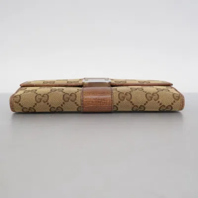 Pre-owned Gucci Brown Canvas Long Wallet (bi-fold) ()