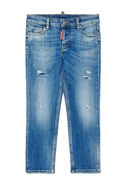Dsquared2 Distressed-effect Cotton Jeans In Blue