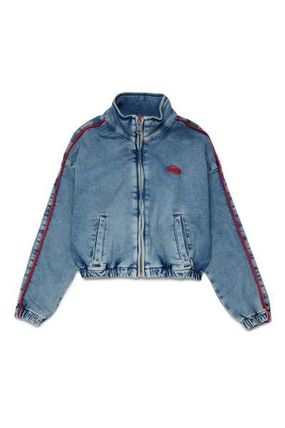 Diesel Denim Jacket With Embroidered Logo In Blue