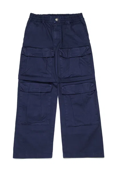 Diesel Cargo-pockets Cotton Trousers In Blue