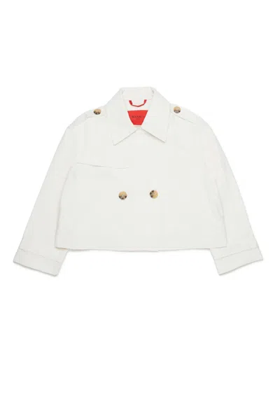 Max & Co Double-breasted Jacket With Logo In White