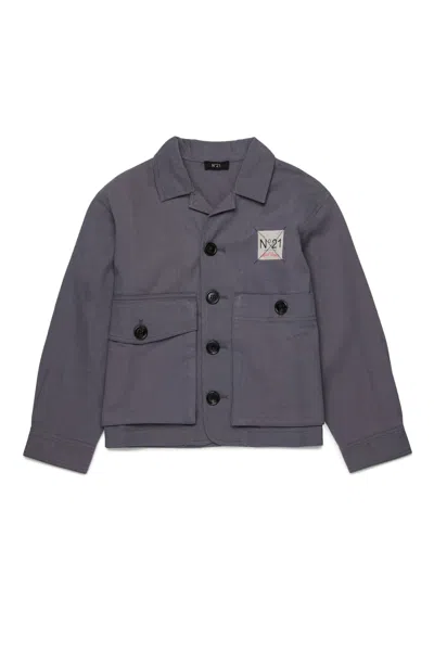 N°21 Buttoned Patch Bomber Jacket In Gray