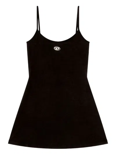 Diesel Mini Dress With Spaghetti Straps And Scoop Neck In Black