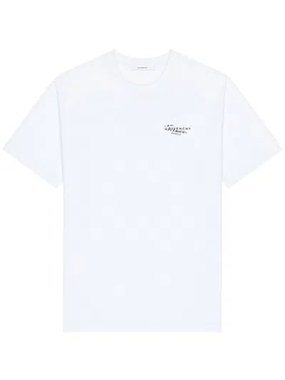 Givenchy Men White Crew Neck T-shirt With Logo On Front And Back In Cotton Man In White