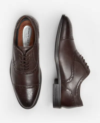 Kenneth Cole Future Pod Medallion Cap Toe Lace Up In Brown