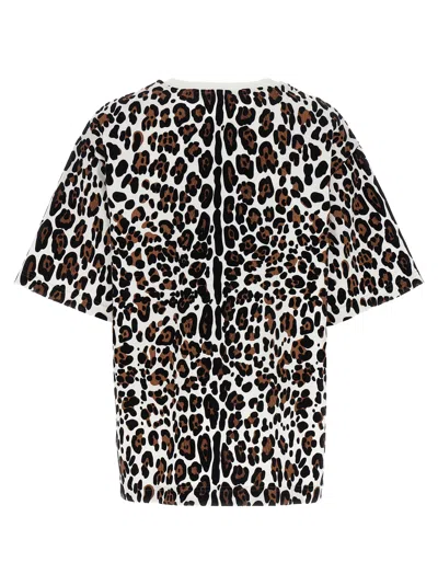 Dolce & Gabbana Animal Print Logo T-shirt With Round Neck In Multicolor