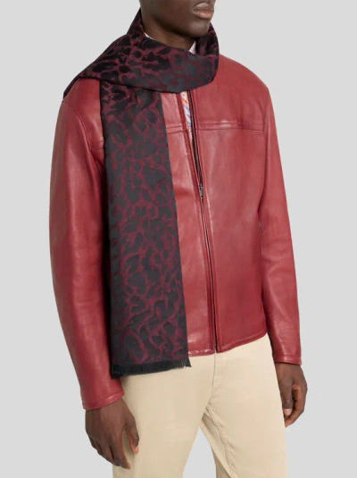 Etro Animal-pattern Scarf In Burgundy