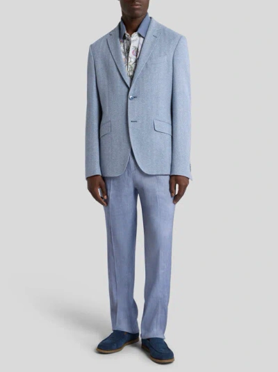Etro Notched-lapels Blazer In Blue