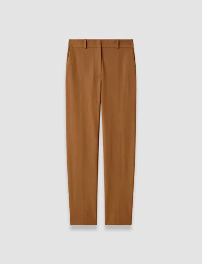 Joseph Coleman Long Gabardine Stretch Trousers In Brown